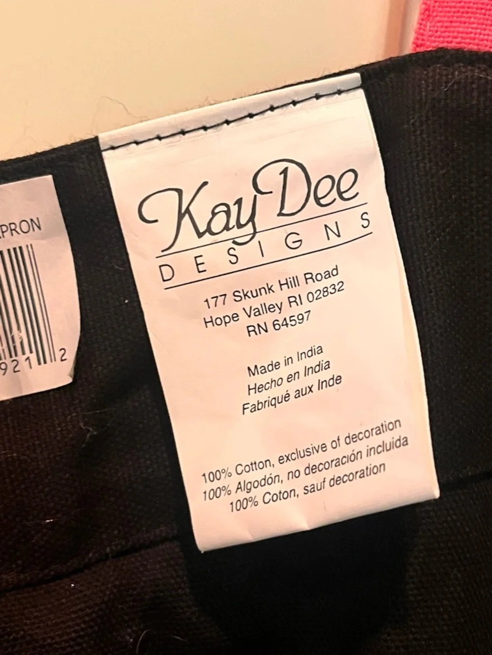 Kay Dee Apron Black White Houndstooth Pink Accents Domestic Diva Preppy Sassy OS